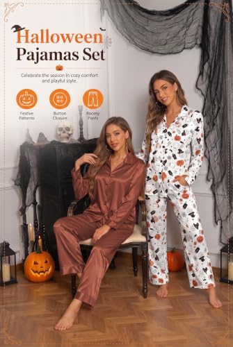Ekouaer Silk Pajamas for Women Satin Pjs Long Sleeve 2 Piece Lounge Set - image 5