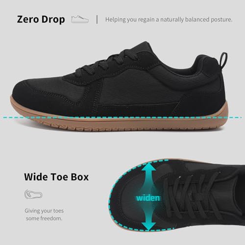 HSQ Barefoot Shoes Men Minimalist Wide Toe Zero Drop Fashion Sneakers Lightweight Barefoot Feel & Breathable for Walking Running All Day Wear2