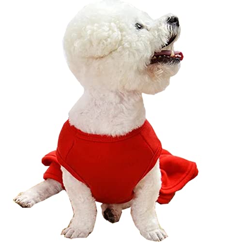 Anelekor Christmas Dog Dresses Cat Birthday Skirt Pet Warm Clothes Puppy Winter Sweater Doggy Red Princess Vest Dress Festival Outfits (Medium, Red) #TOP2