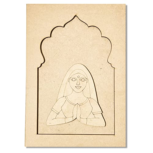 Image of ADIKALA Jharokha With Ramramsa & Padharosa MDF Engraved Design & Square Shaped Base Cutout for DIY Craft