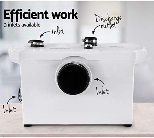 TRUPOW Macerator Pump with three inlets and discharge outlet labeled.