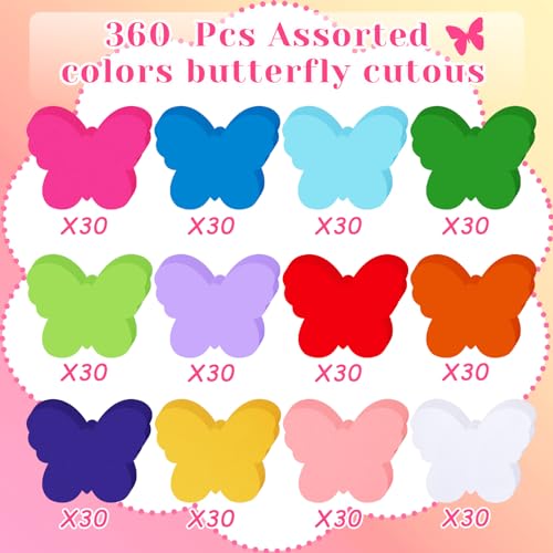 Image of Kisston 360 Pcs Butterfly Cutouts Paper 3.9 Inch Assorted Color Die Cuts for DIY Craft Projects School Classroom Bulletin Board Decor