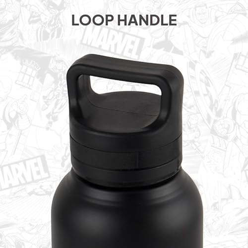 Image of CELLO Kidzbee Aqualoop 3D Iron Man Design Stainless Steel Kids Water Bottle For Daily Use 790 ml, Black | 3D Touch & Feel Print, Single Wall Fridge Safe Rustproof & Leakproof School Kids Water Bottle
