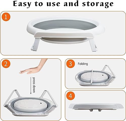Anmas Power Small Pet Bathtub, Raised Pet Bath,Multifunctional Foldable Pet Bath with Drainage Tube, Portable Bath for Small Dogs and Cats (Gray)