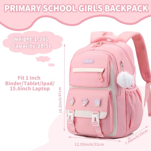 Girls Backpack for School,Kids Backpack with Pencil Case Set for Elementary Primary Middle High School Teen Bookbag (Pink)4
