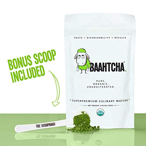 Baahtcha - Usda Organic Matcha Green Tea Powder - Premium Culinary Grade Natural Caffeine Energy Booster, Antioxidant, Weight Loss - Gluten Free, Vegan - 100G #TOP7