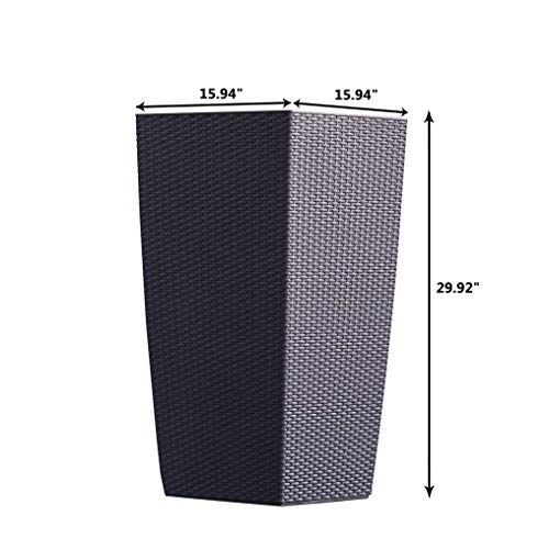 Xbrand 30'' H Black Rattan Self Watering Indoor Outdoor Square Planter Pot, Tall Decorative Gardening Pot, Home Decor Accent, Swplanterbk28 #TOP26