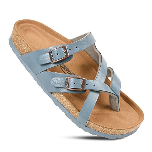 Image of AEROTHOTIC Recovery Slides for Women Cork Footbed Adjustable Straps Sandals