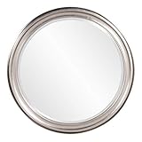 Howard Elliott George Round Wood Framed Wall Vanity Mirror, Bright Silver, 53045