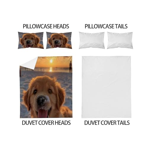 Housse de couette chiots 3D, cadeau idéal literie animaux super king