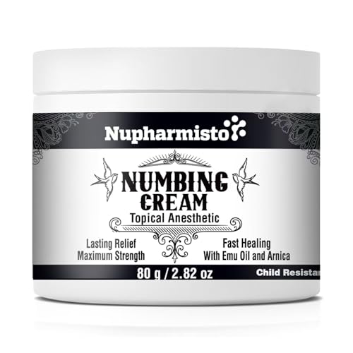 Nupharmisto Numbing Cream Maximum Strength : Long Lasting Numbing Cream with 5X Numbing - Emu Oil and Arnica 80 g / 2.82 oz