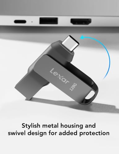 Image of Lexar 128GB Pen Drive Dual Drive D400 USB 3.2 Type-C & Type-A Flash Drive for Storage Expansion, Photo Back-up for iPhone 15, Up to 130MB /s, Metal Housing & Swivel Design (LJDD400128G-BNQIG