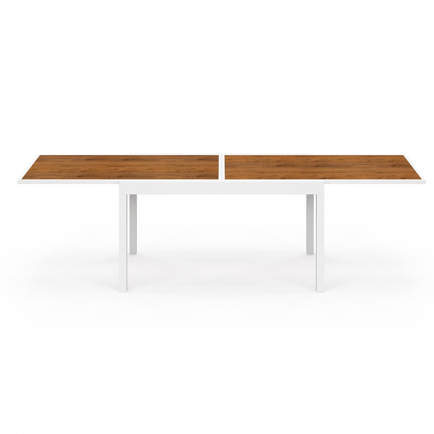 IDMarket - Salón de jardín NOUMEA Mesa extensible 135/270 cm, tablero de vidrio templado con efecto de madera y 12 sillas apilables, blanco y madera