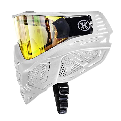image for HK Army HSTL Skull Paintball Goggle/Airsoft Mask (White, Gold), One Si