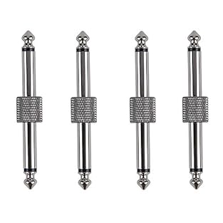 It includes 4 pcs of straight 6.35mm (1/4") connectors for guitar effect pedals. Made of solid copper, they can stand up against many heavy uses. Nickel coating on the surface of the connectors will match your pedals beautifully on the pedal-board. T...