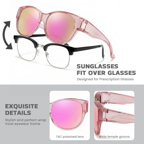 Image of Xfeel Polarized Over Glasses Sunglasses for Women Fitover Sun Glasses | Sunglasses that Fit Over Glasses, UV400 Protection, Outdoor Driving Shades, Over Reading /Prescription Glasses Sunglasses