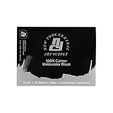 New York Central Watercolor Block, 140 lb Cold Press 9x12 inch, 20 Sheets, Archival Watercolor Paper for Artists, Students, Gelatin Sized, Durable Water Color Paper, Suitable for Wet and Dry Media