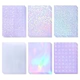 36 Sheets Holographic Laminate Sheets Transparent Holographic Sticker Paper Self Adhesive Laminating Sheets Clear Vinyl Waterproof Overlay for Sticker Pape, 8.5x11 inch 6 Patterns