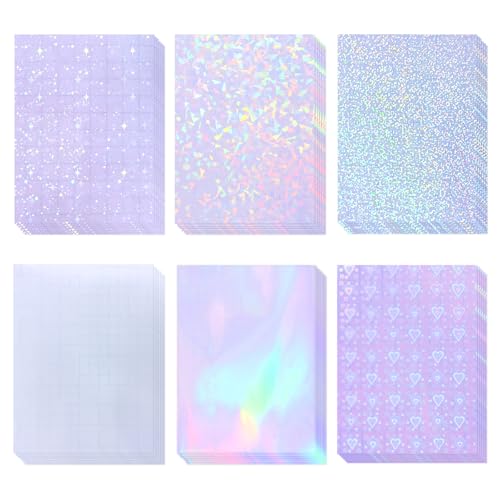 36 Sheets Holographic Laminate Sheets 8.5x11 inch 6 Patterns