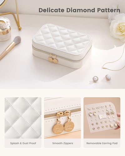 Lolalet Travel Jewelry Case with Clear Bag for Women Girls -Medium/Beige - image 3