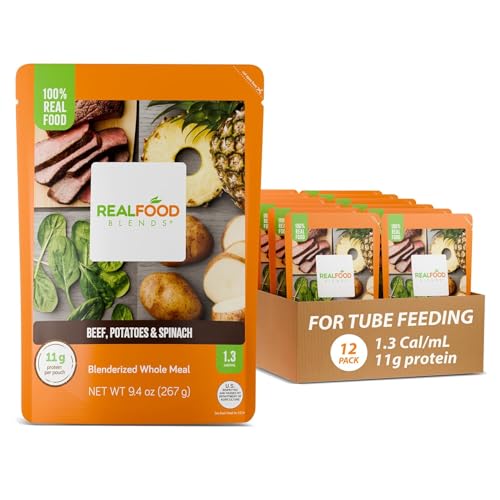 Image of REAL FOOD BLENDS Beef, Potatoes & Spinach Tube Feeding Meal, 12 Pack | Beef, potatoes and spinach tube feeding meal with 11g protein and 23 vitamins and minerals