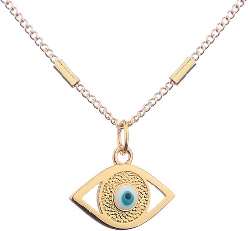 Collar contra el mal de ojo para mujer, chapado en oro de 18 quilates, collar de ojo turco con colgante de oro para niñas