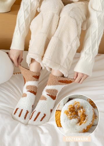 Cozy Fluffy Animal Slipper Socks for Women, Soft Warm Winter Sleep Socks, Fuzzy Christmas Gift Socks for Girls2