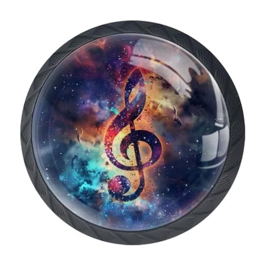 KikandKo 4 Pack Black Drawer Pulls Knobs, Galaxy Music Note Cabinet Knobs Round Crystal Glass Dresser Knobs for Kitchen Bathroom Hardware