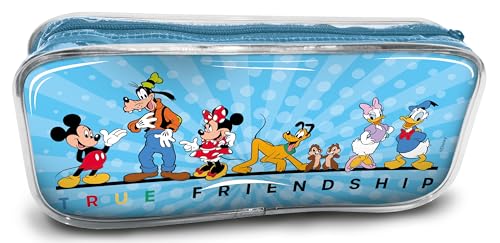 Estojo Escolar VMP RF16 Licenciado Disney Mickey e Friends – Compartimento Unico com Zíper Reforçado para Canetas, Lápis e Acessórios Escolares.