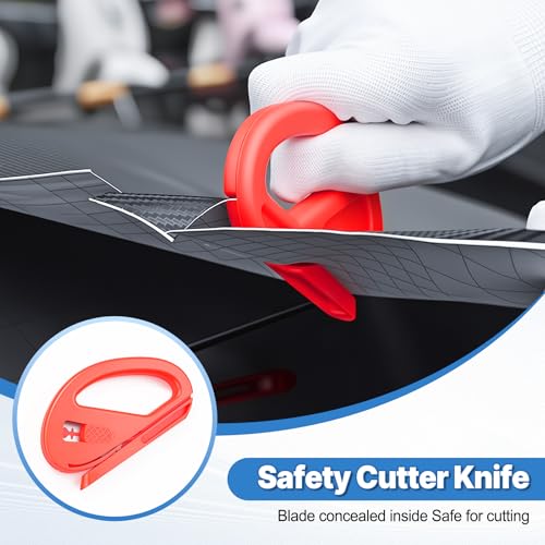 Image of SINGARO 6PCS Vinyl Wrap Tool Kit, Window Tint Kits Include Felt Squeegee, Edge Trimmer Squeegee, Retractable Utility Knife and Blades, Vinyl Cutter Knife, Fits for Most Cars and Trucks