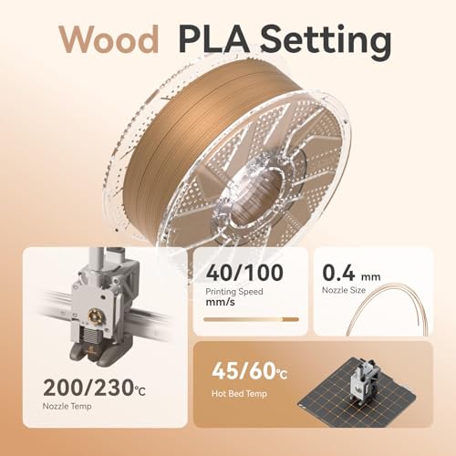 Image of Chitu Systems Conjure Wood PLA Filament Teak, Using Reusable Spool Compatible with Bambu Lab Refill Filament, Dimensional Accuracy 1.75mm+ /-0.02mm, 3D Printing Filament Bundle, 2KG Spool (4.4lbs)