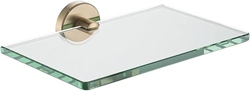 Miniatura 16 de JQK Estante de baño de vidrio dorado, almacenamiento de ducha de vidrio templado 14 por 5 pulgadas, acero inoxidable 304 dorado cepillado para