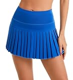 Yknktstc Women Pleated Tennis Skirt with Shorts High Waist Golf Skort Athletic Mini Skirt with Pockets X-Small Royal Blue