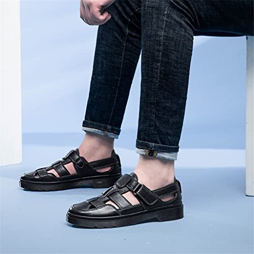 Leather Men Sandals Business Dress Sandals Handmade Leather Shoes Men Beach Sandalias(42 Code)2