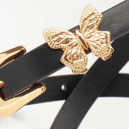 Women’s Fashion Waistband PU Leather Waist Belt With Lovely Butterfly Charm 1.4cm Width Soft Fabric Multi Color Option Multic3