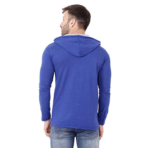 Image of Geum Men's Full Sleeve Hooded T-Shirt with Button-Down Front | Casual Slim Fit Cotton Shirt-Style Tee