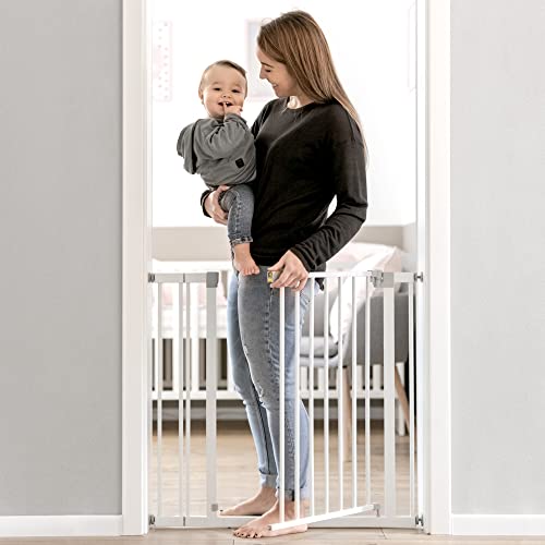 Hauck Türschutzgitter/Treppenschutzgitter für Kinder Open N Stop KD Safety Gate, 84-89 cm breit/weiß & Y-Spindel, für Geländer, für hauck Schutzgitter Autoclose N Stop, 75-80 cm, 2 Stück, weiß