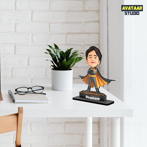 Image of Personalized Gift for Kids, Friends Character Caricature Photo Frame Unique Design Customized Gift for Children, Return Gift Idea (BATMAN, 7 INCHES)