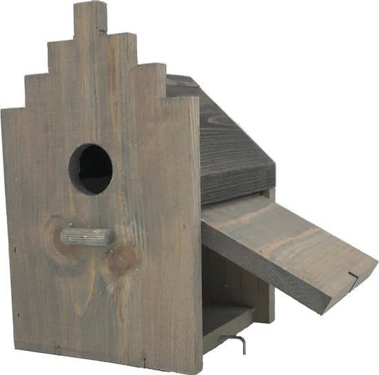 Vogelhaus Set – 4 Stück, Graue Holz-Nistkästen für Kleine Vögel, FSC-Zertifiziert, 15x13x22,5 cm