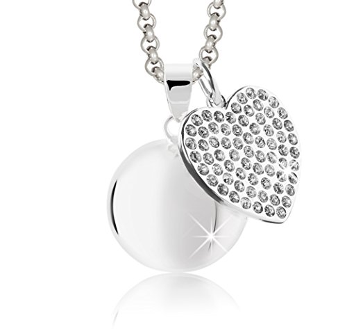 MAMIJUX Harmony Ball Pendant with Crystals Heart with Steel Chain MAMIJUX Harmony Ball Pendant with Crystals Heart with Steel Chain