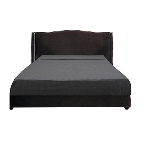 Image of (1 Flat Sheet Only,Elephant Grey Stripe , Expanded Queen) 100% Egyptian Cotton Luxurious 600 Thread Count