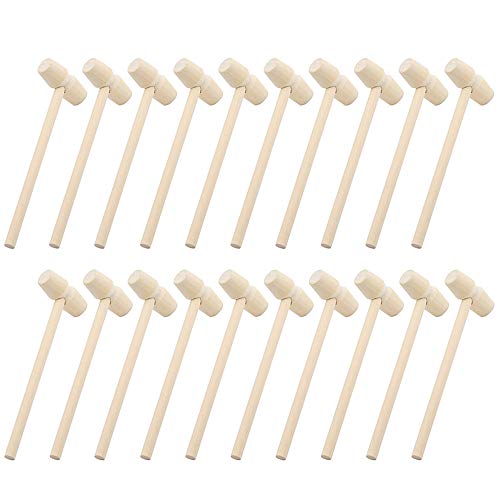 Mini martillos de madera pequeños mazos de madera para manualidades y juegos de fiesta, herramientas de huevo de Pascua, herramienta de corazón de chocolate rompible (madera-20) Cover