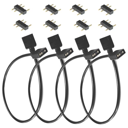 SKZIRI ARGB Extension Cable 4PCS Set, 5V 3-Pin Addressable RGB Female to Female Cable for PC Fans, LED Lights