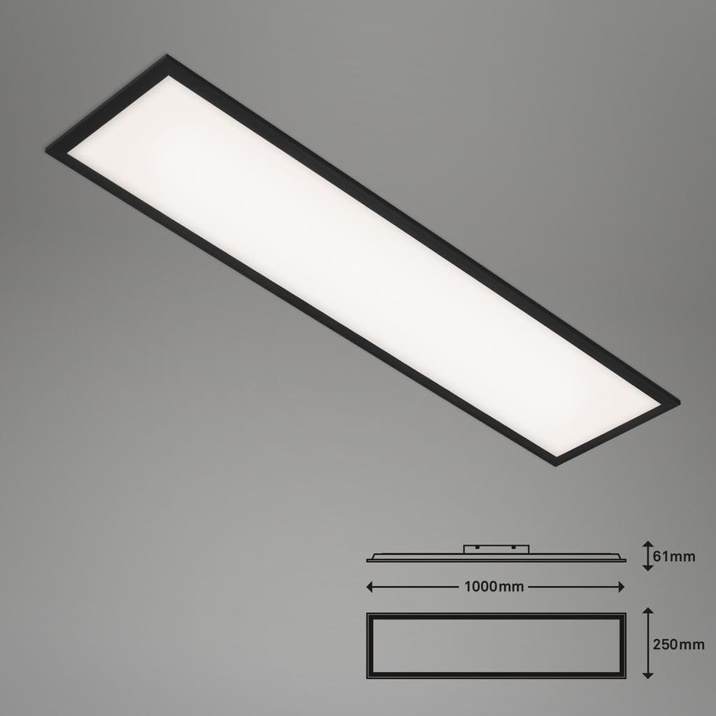 BRILONER - Lampa sufitowa, panel LED przyciemniany, sterowanie temperaturą barwową, wraz z pilotem zdalnego sterowania, 24 W, 2200 lumenów, biało-czarny, 1000 x 250 x 60 mm
