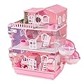 Xixi-Home Hamster Cage Lage Syrian Dwarf Hamster Cage 3 Tier Small Animal Habitats Fully Transparent Acrylic Hamster Cages with Hamster Toys Kits,for Gerbil,Dwarf Hamsters (3 Layer?luxury?, Pink)
