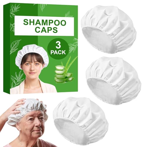 Shampoo Caps No Rinse 3 Pack Microwavable Waterless Hair Washing and Conditioning Shower Caps for Adults, Bedridden & Elderly by SOONPAM - Used condition - CA$13.88