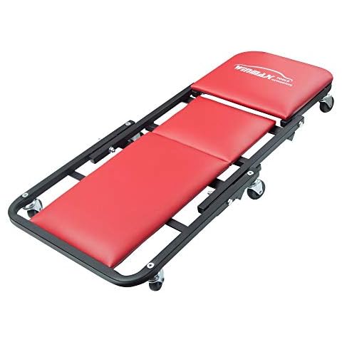 WINTOOLS 41" Foldable Heavy Duty Z Creeper Seat Rolling Chair Mechanics Garage 2 in 1 Work Bench Cover