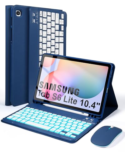 Funda con teclado y ratón para Galaxy Tab S6 Lite 10.4 retroiluminada