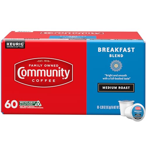 Image of Community Coffee Breakfast Blend 60 Count Coffee Pods, Medium Roast, Compatible with Keurig 2.0 K-Cup Brewers, Box of 60 Pods