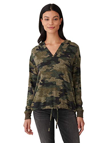 Lucky Brand Womens Long Sleeve Cloud Jersey Camo Hoodie Sweater Hooded Sweatshirt, Green Multi, X-Small Us #TOP17